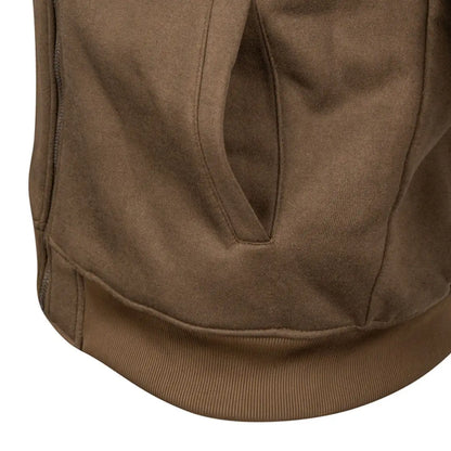 Brown Jack Pyke Yakka Hoodie with kangaroo pocket and ribbed hem for a casual look