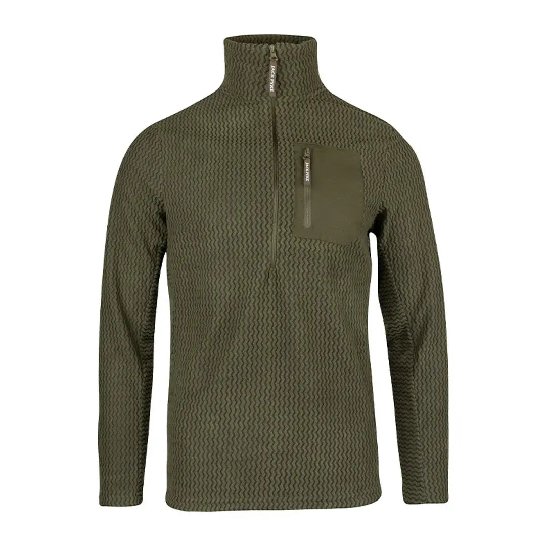 Olive green Jack Pyke Z Fleece Pullover with a stylish chest pocket texture