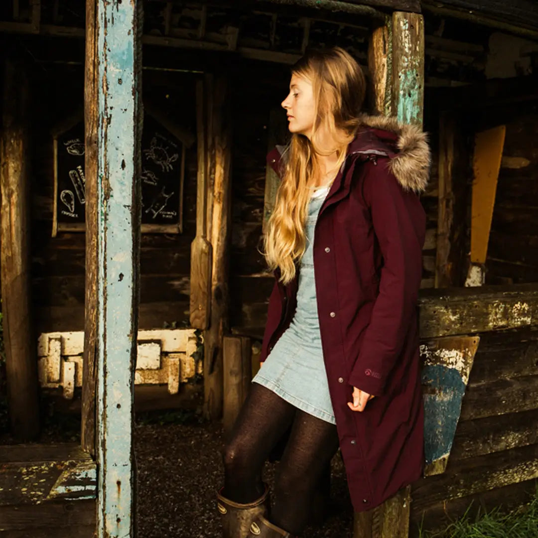 Burgundy parka coat womens online