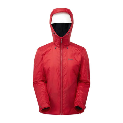 Red hooded lightweight Keela Womens Solo Primaloft Jacket for women outdoor adventures