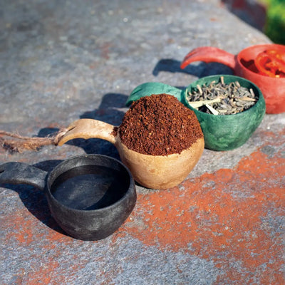 Colorful ingredients in Kupilka Mini Cup measuring cups for fun cooking adventures