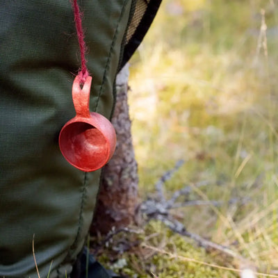 Hand-carved wooden Kuksa cup in Kupilka Mini Cup design perfect for outdoor adventures