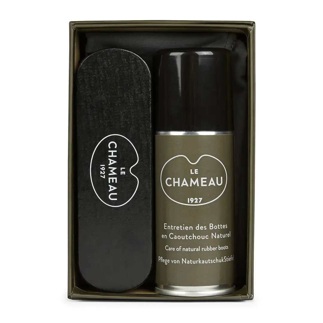 Le Chameau Boot Care Kit with natural rubber boot care products for your chameau boot