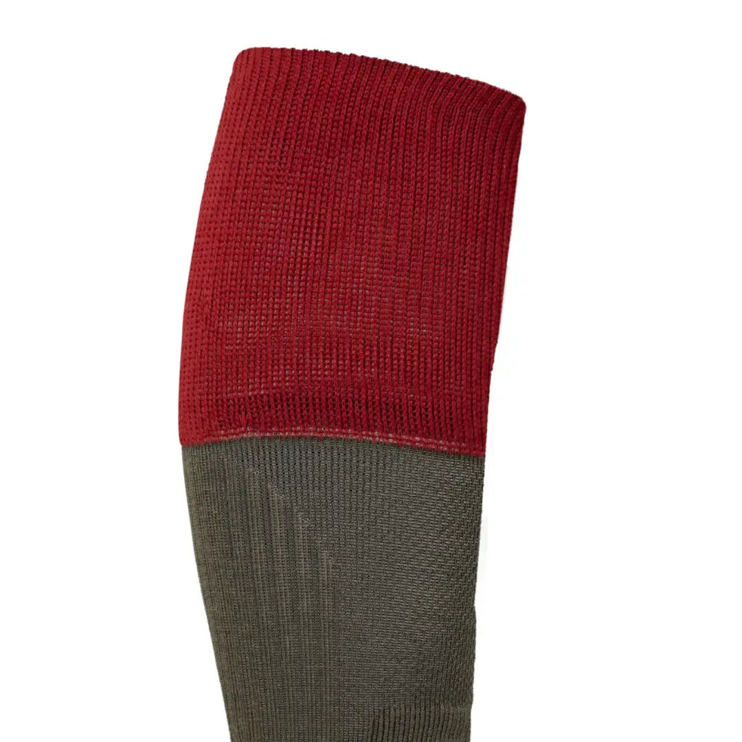 Le Chameau Vierzon Shooting Socks with two-tone ribbed knit, red cuff, dark grey foot
