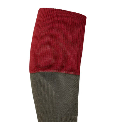 Le Chameau Vierzon Shooting Socks with two-tone ribbed knit, red cuff, dark grey foot