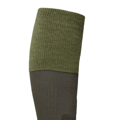 Olive green and dark grey two-tone knit sock from Le Chameau Vierzon Shooting Socks