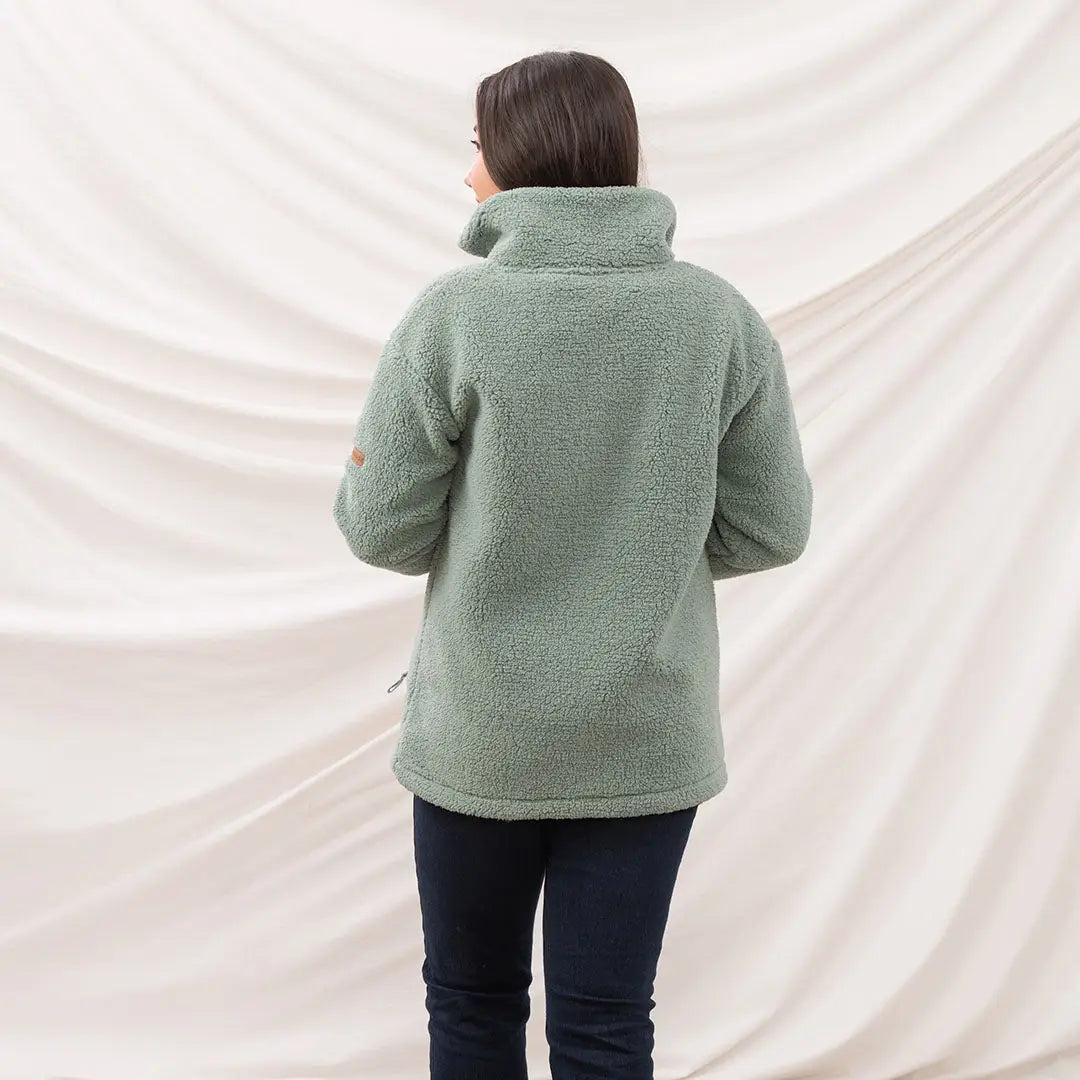 Lighthouse Cobh zip fleece pullover in cozy sage green teddy fleece country clothing