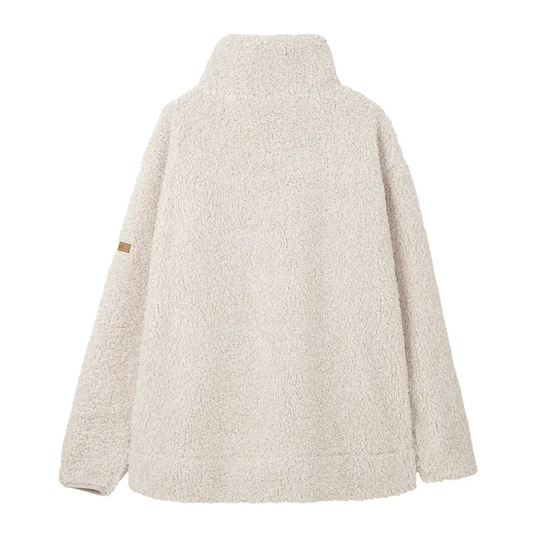 Cream-colored Lighthouse Cobh zip fleece pullover with stand-up collar for country clothing