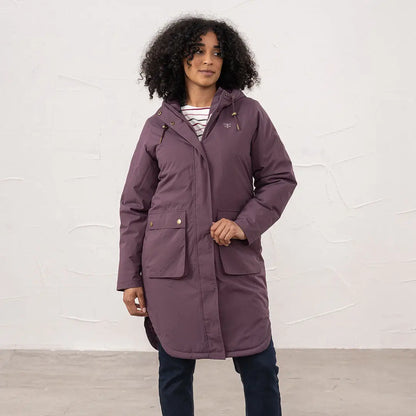 Lighthouse Imogen Ladies Coat in plum with hood and large front pockets