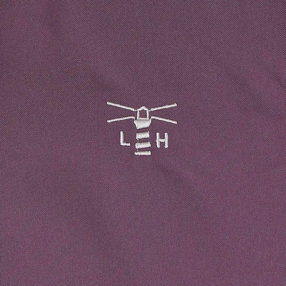 Embroidered lighthouse logo on plum Lighthouse Imogen Ladies Coat fabric for style