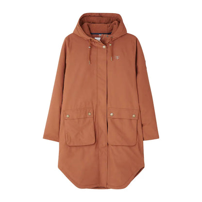 Rust-colored Lighthouse Imogen Ladies Coat with hood, pockets, and gold hardware