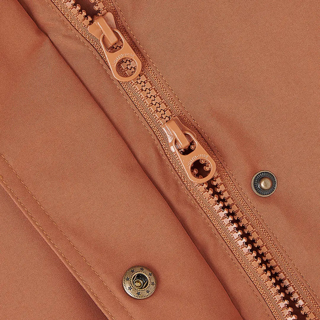 Lighthouse Imogen Ladies Coat with brown color, two-way zipper, and snap closures