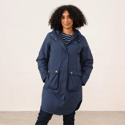 Navy blue Lighthouse Imogen Ladies Coat with hood and large front pockets