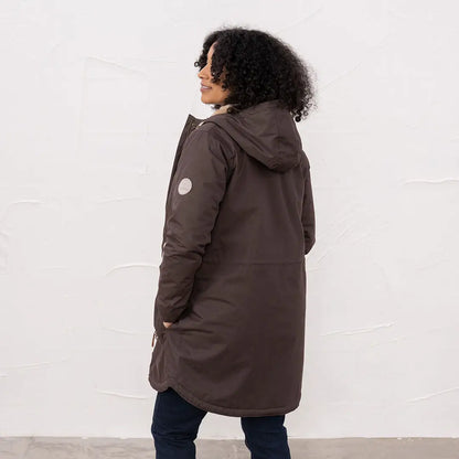 Lighthouse Isobel Coat winter parka with hood in dark brown for women
