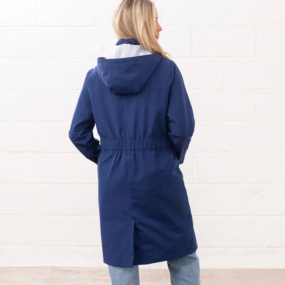 Navy blue hooded raincoat from Lighthouse Ladies Annika for stylish weather protection