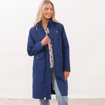 Navy blue raincoat showcasing the stylish Lighthouse Ladies Annika Coat design
