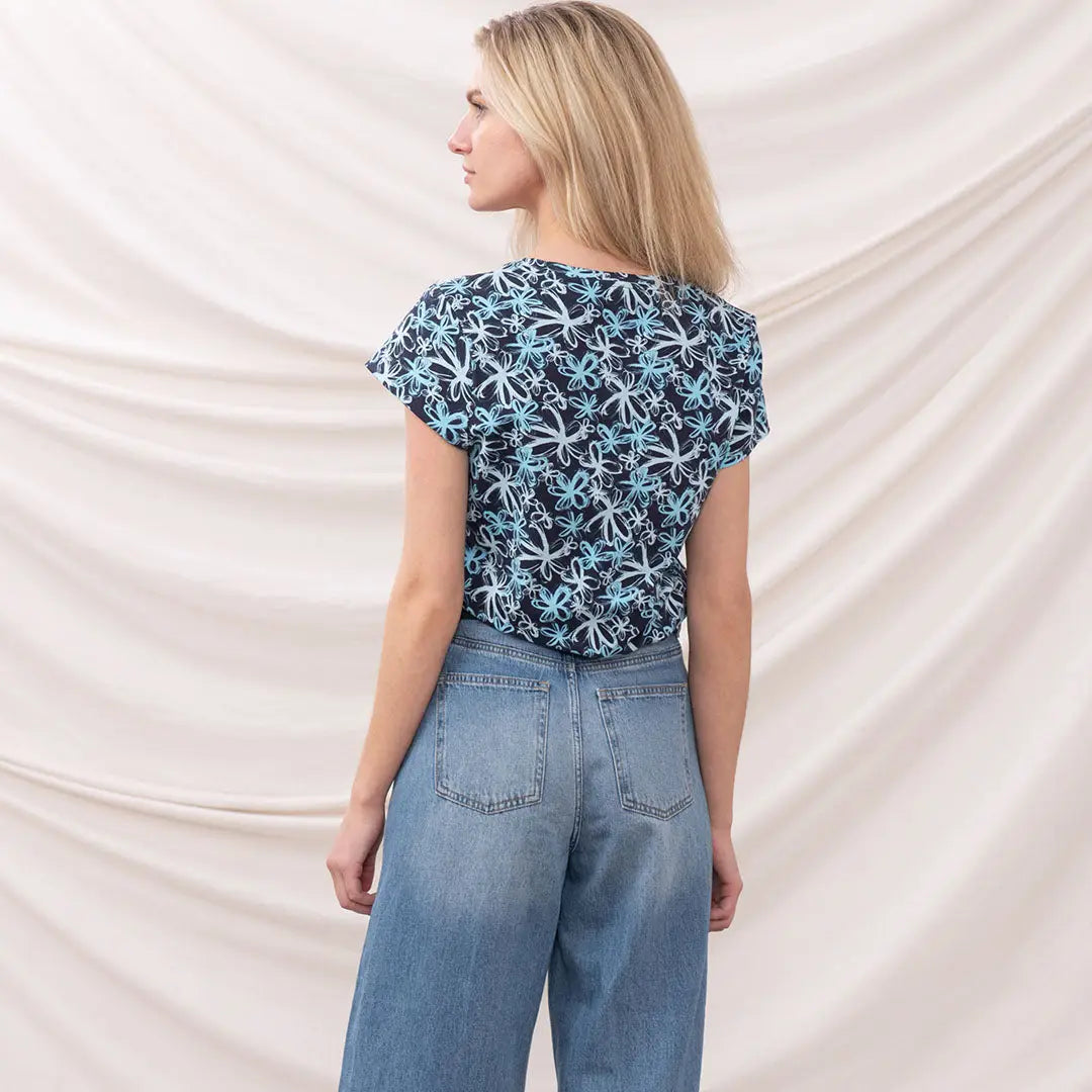 Lighthouse Ladies Ariana floral print top with wide-leg jeans for casual style