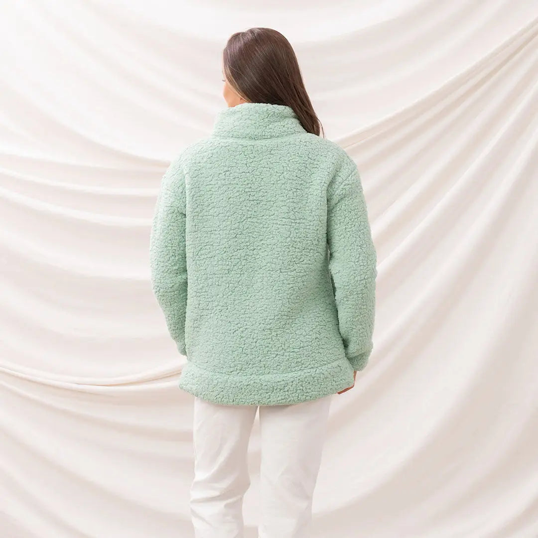 Mint green sherpa pullover from Lighthouse Ladies Bay fleece collection