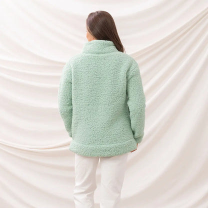 Mint green sherpa pullover from Lighthouse Ladies Bay fleece collection