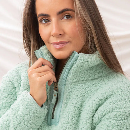 Mint green sherpa pullover from Lighthouse Ladies Bay, perfect for cozy days