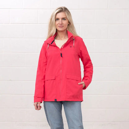 Bright pink Lighthouse Ladies Beachcomber II Coat perfect for rainy beach days