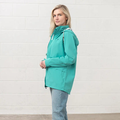 Turquoise Hooded Rain Jacket from the Lighthouse Ladies Beachcomber II Coat collection