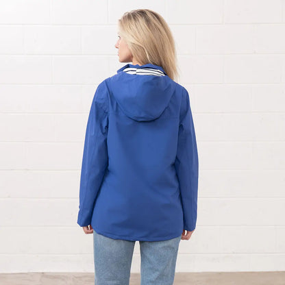 Blue hooded jacket from Lighthouse Ladies Beachcomber II Coat, perfect for coastal outings