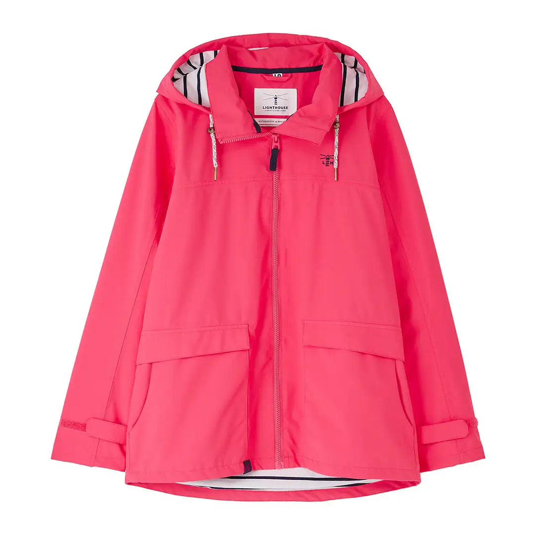 Bright pink Lighthouse Ladies Beachcomber II Coat perfect for rainy beach days