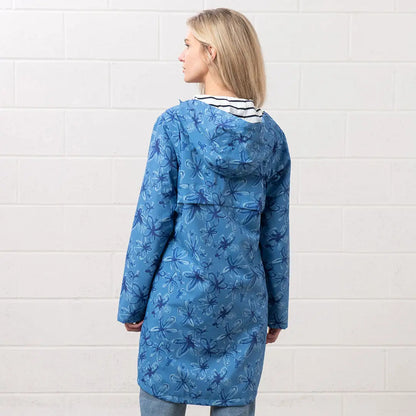 Blue floral raincoat from Lighthouse Ladies Beachcomber Long II Coat collection