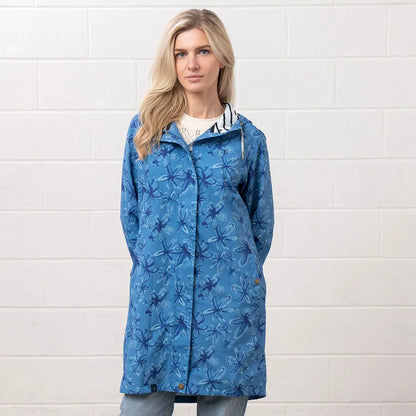 Blue floral raincoat from Lighthouse Ladies Beachcomber Long II Coat collection