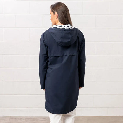 Navy Hooded Raincoat from Lighthouse Ladies Beachcomber Long II Coat collection
