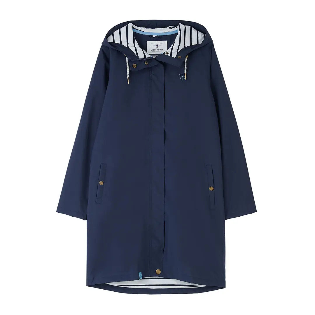 Navy blue Hooded Raincoat from Lighthouse Ladies Beachcomber Long II Coat collection