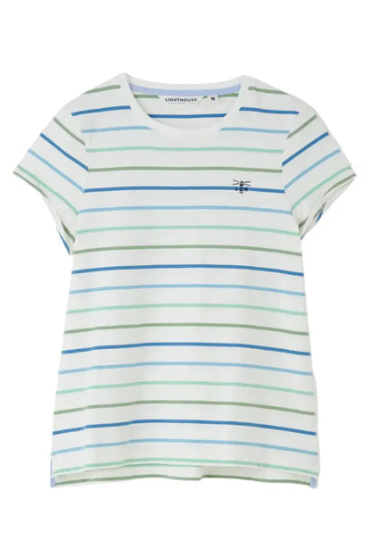 Lighthouse Ladies Causeway T-Shirt with stripes and embroidered insect on chest