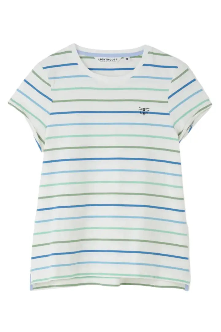 Lighthouse Ladies Causeway T-Shirt with stripes and embroidered insect on chest