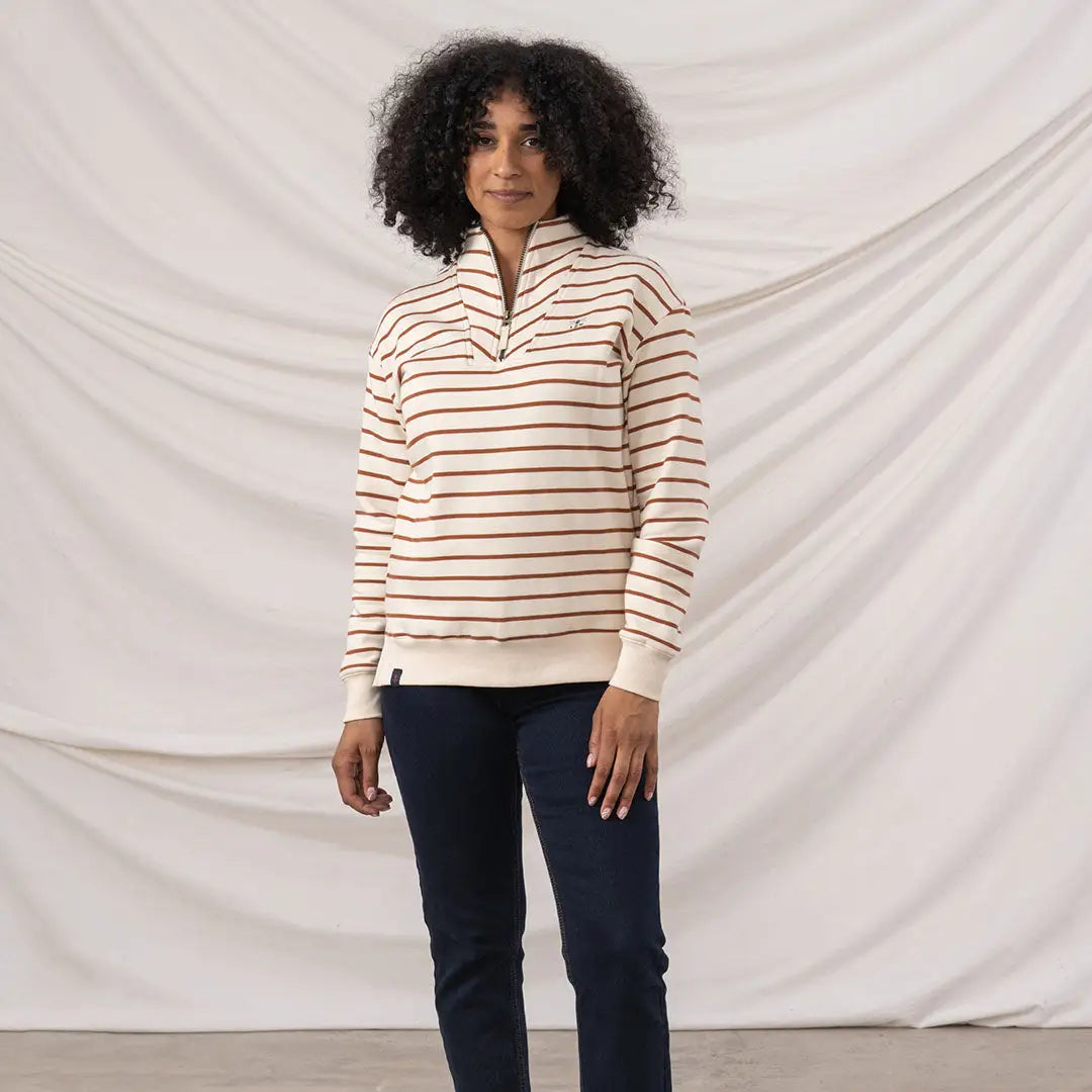 Lighthouse Ladies Coral Jersey top worn with dark blue pants, stylish and comfy look