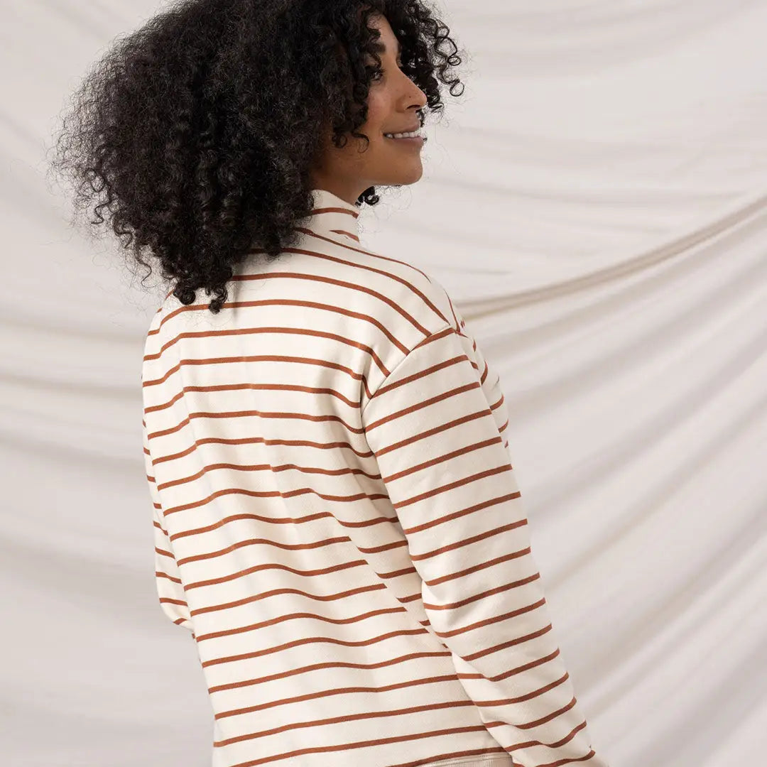 Long-sleeved lighthouse ladies coral striped turtleneck shirt in ladies coral jersey style