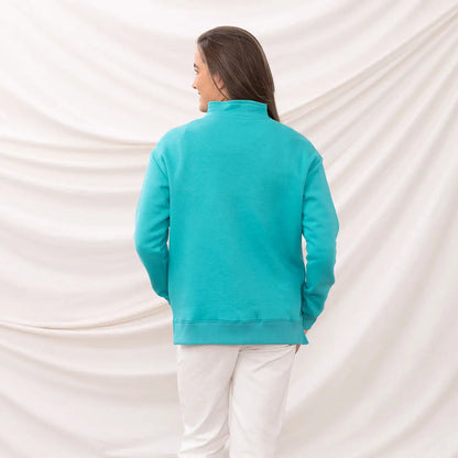Turquoise quarter-zip sweatshirt from Lighthouse Ladies Coral Jersey collection