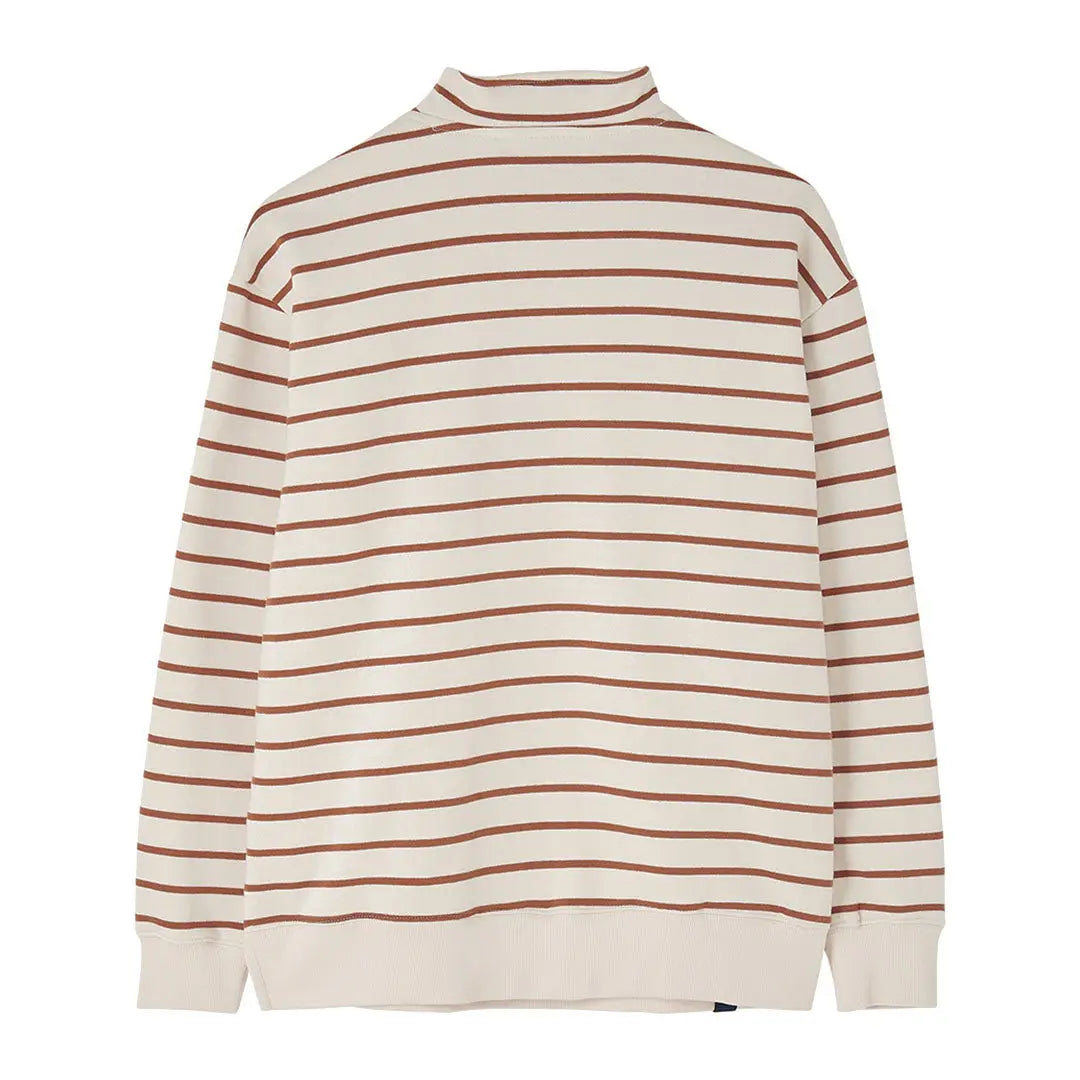 Cream long-sleeve pullover with thin brown stripes from Lighthouse Ladies Coral Jersey