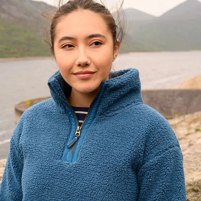 Lighthouse Ladies Coast Fleece blue half-zip pullover with high collar for women