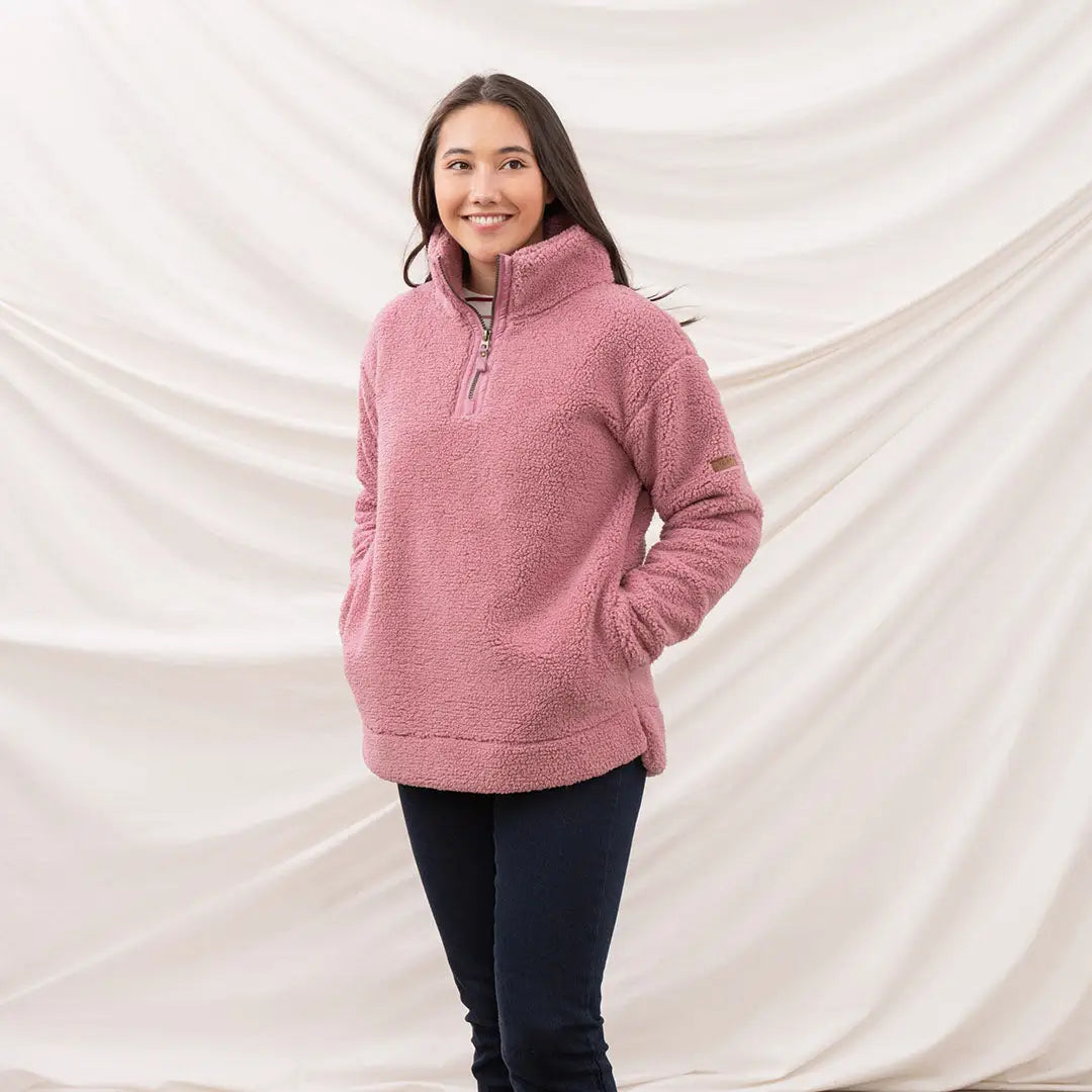 Lighthouse Ladies Coast Fleece half-zip pullover in dusty rose color for cozy style