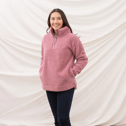 Lighthouse Ladies Coast Fleece half-zip pullover in dusty rose color for cozy style