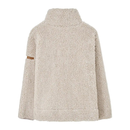 Cream-colored lighthouse ladies coast fleece pullover with stand-up collar for cozy style