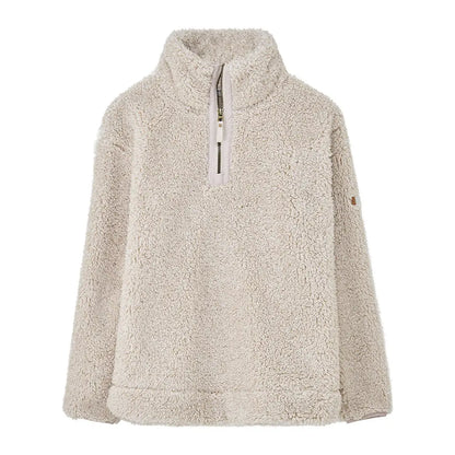 Cream-colored Lighthouse Ladies Coast Fleece half-zip pullover with quarter-zip collar