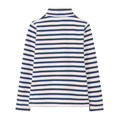 White and navy blue striped Lighthouse Ladies Haven II Jersey turtleneck shirt