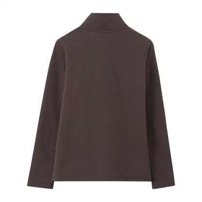 Brown Lighthouse Ladies Haven II Jersey long-sleeved quarter-zip pullover for women