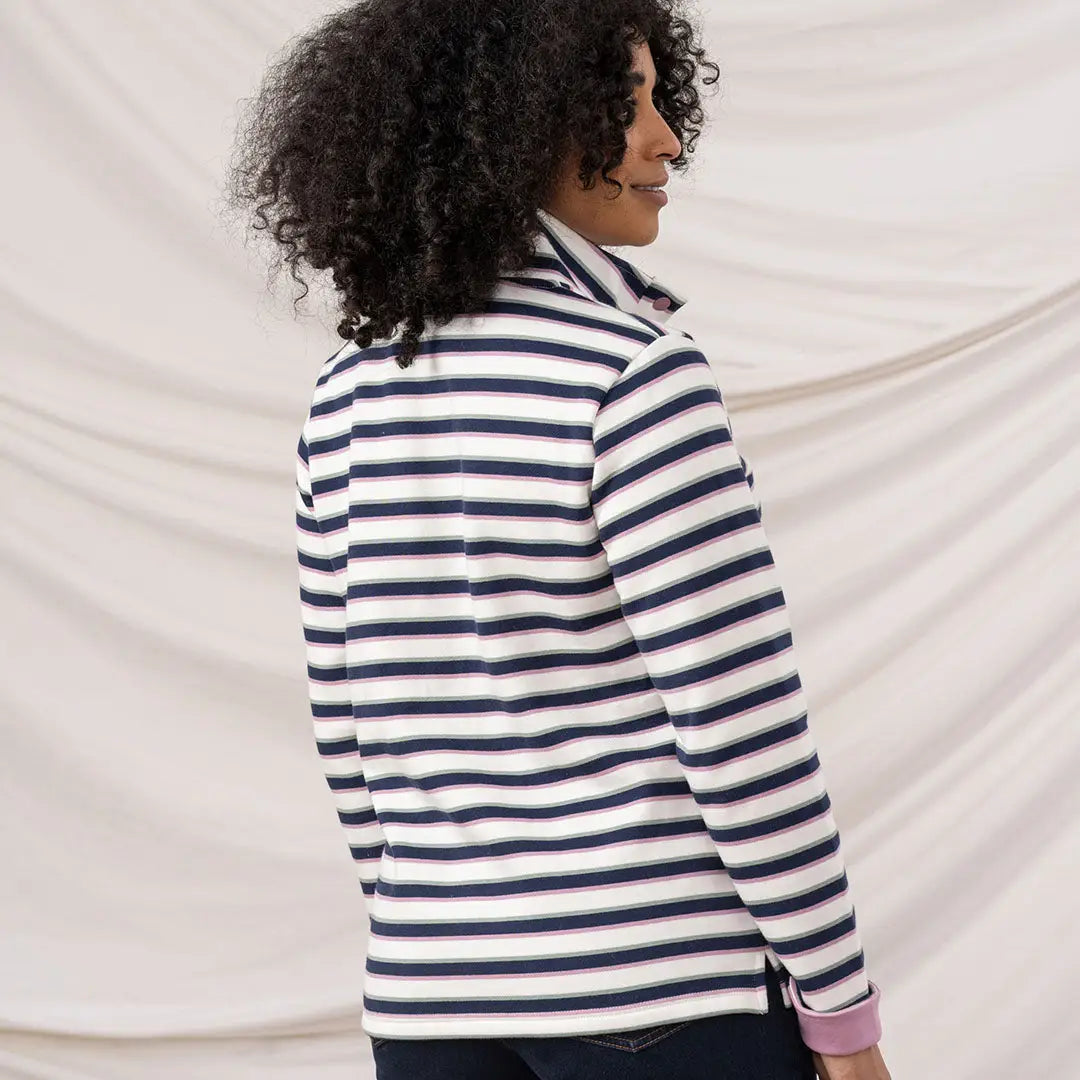 Lighthouse Ladies Haven II Jersey striped long-sleeve polo shirt for women