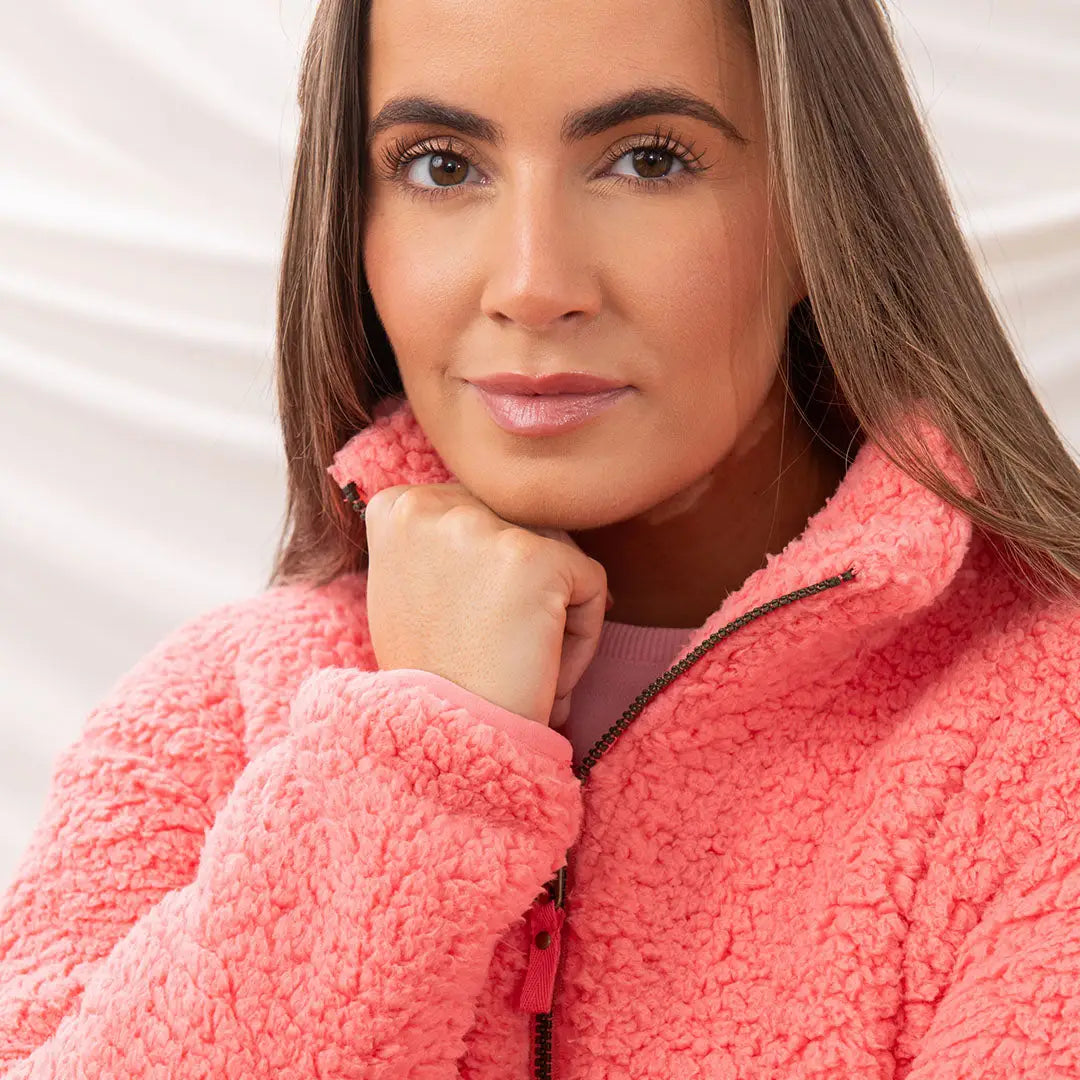 Cozy Coral Fleece Zip-Up Jacket from Lighthouse Ladies Seashell collection