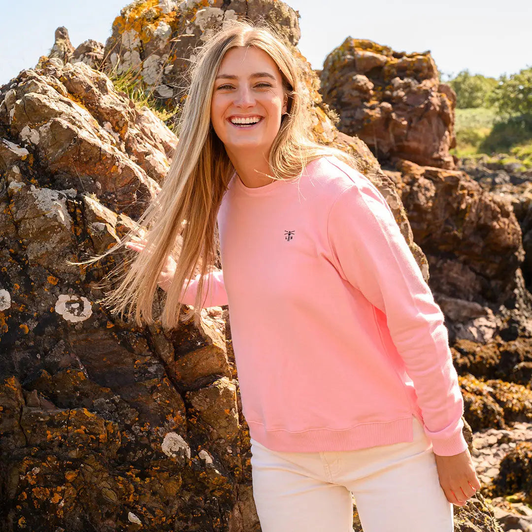Pink crewneck sweatshirt from Lighthouse Ladies Seaside Jersey collection