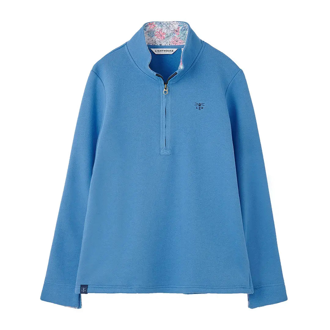 Blue quarter-zip sweatshirt from Lighthouse Ladies Shore II Jersey collection