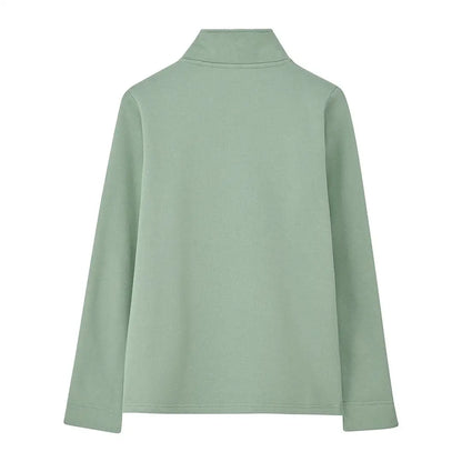Pale green Lighthouse Ladies Shore II Jersey long-sleeve quarter-zip polo shirt